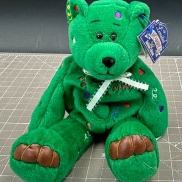Limited Treasures Holiday Edition 1999 Green Collectible Bear Plush - Picture 1 of 9